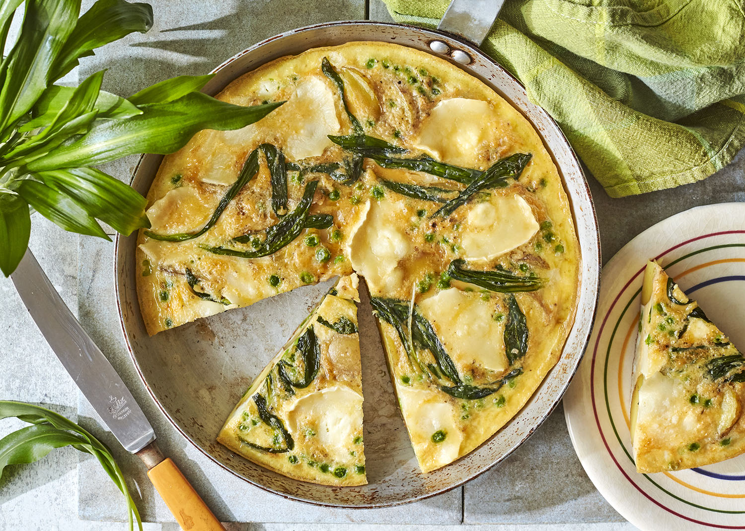 Wild garlic and new potato frittata