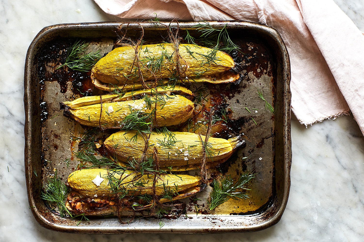 Whole roasted stuffed marrow
