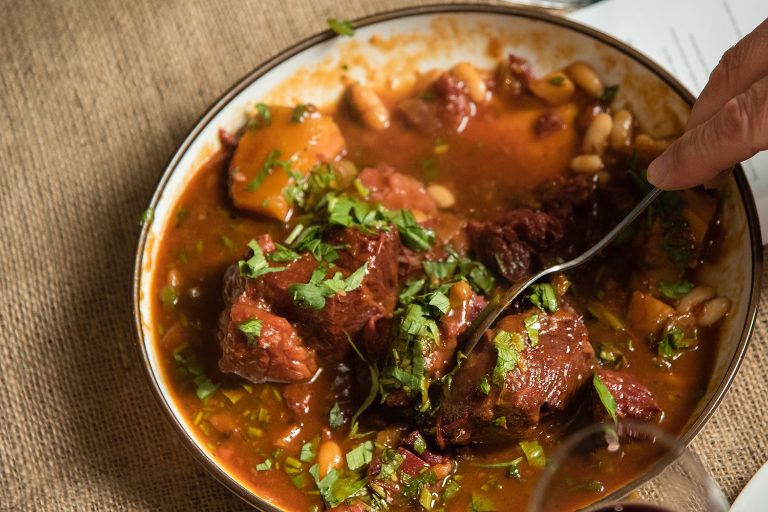 A clow-cooked meat stew