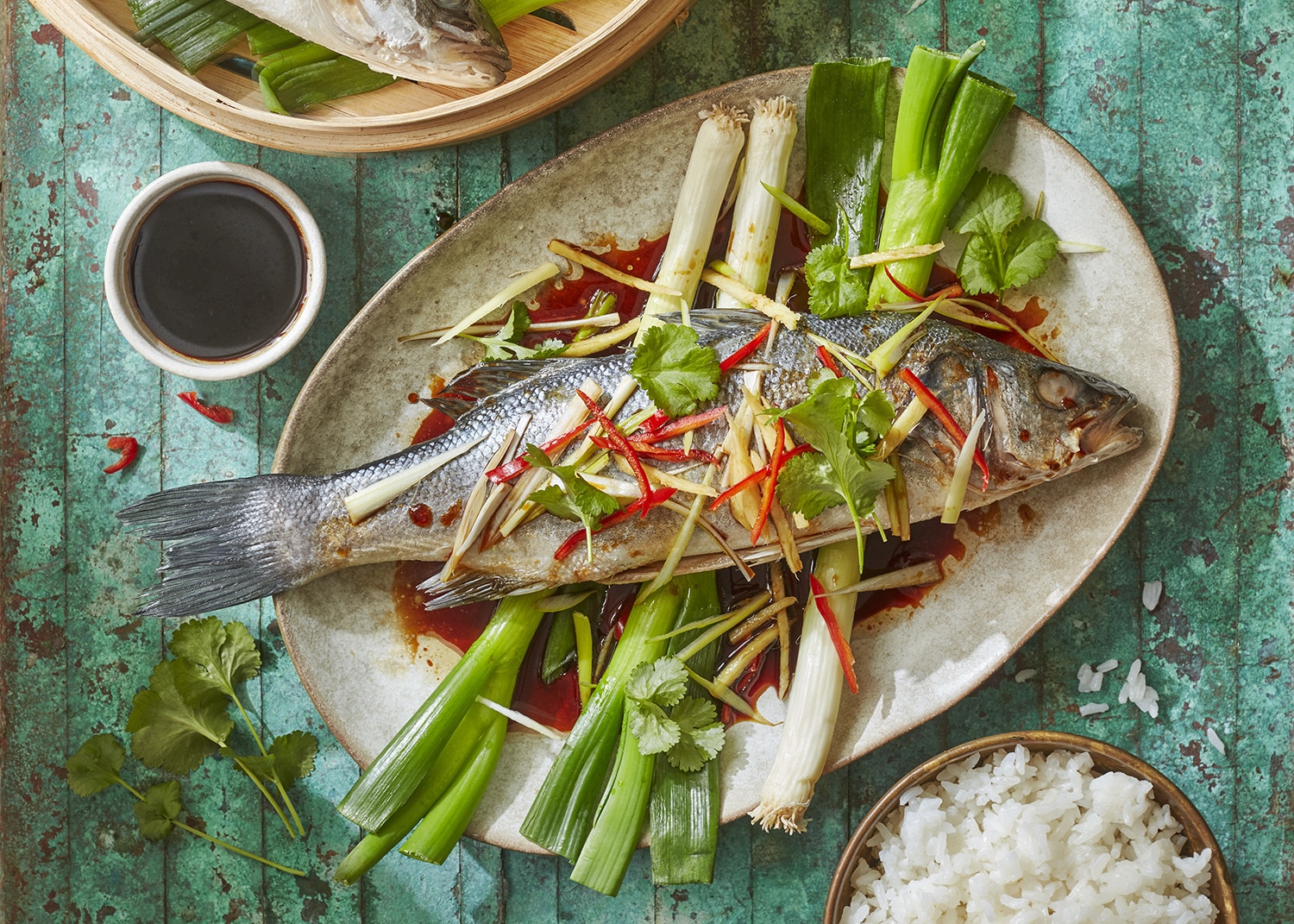 Lunar New Year steamed sea bas