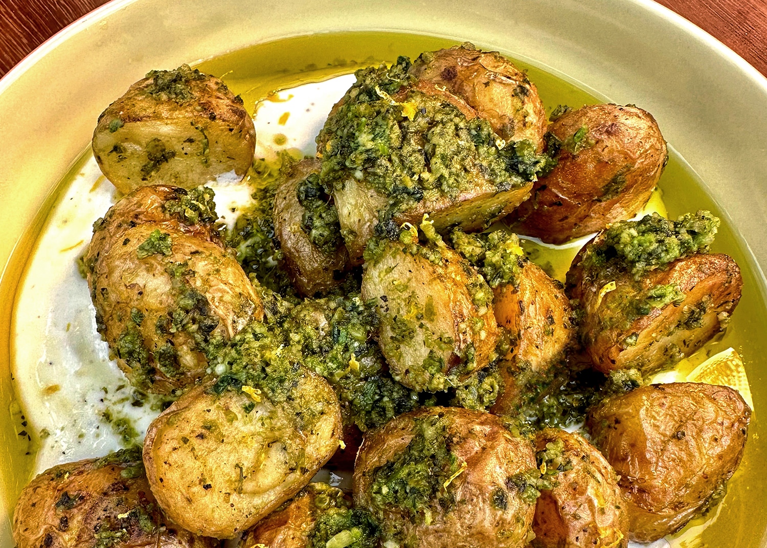 Jersey royals with wild garlic pesto & lemon yoghurt made with Borough Market ingredients