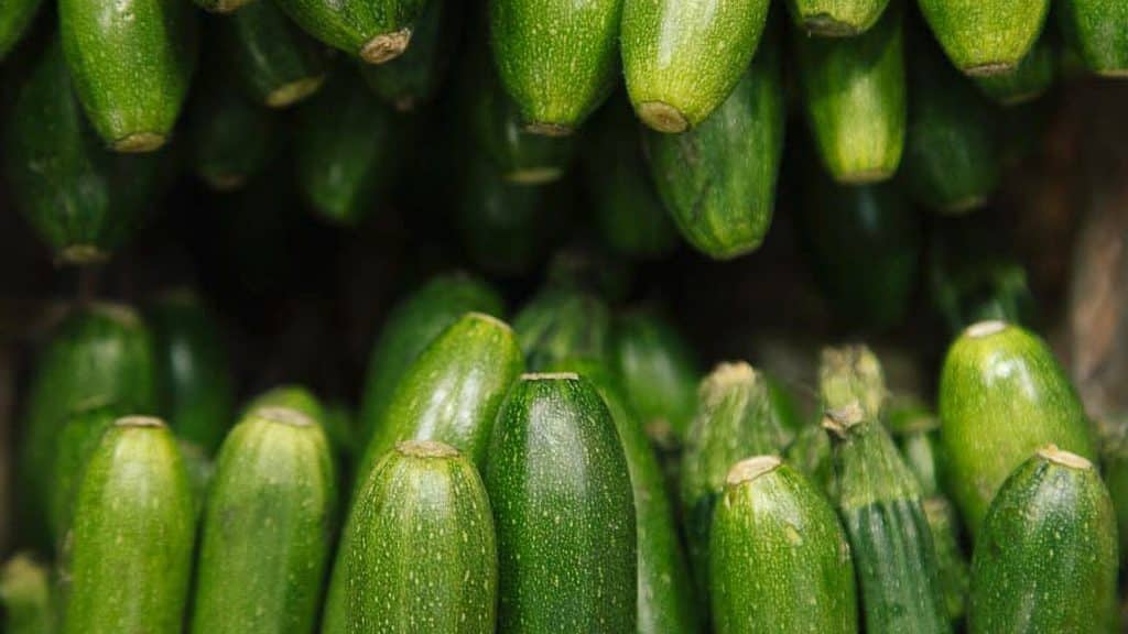 A box of courgettes at Borough market