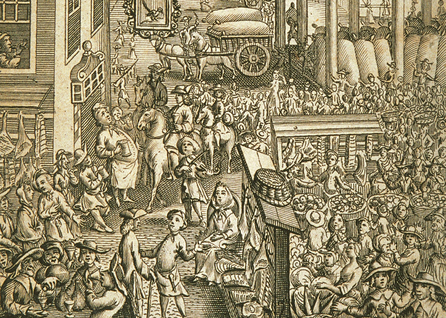 A drawing of Borough Market in 1729