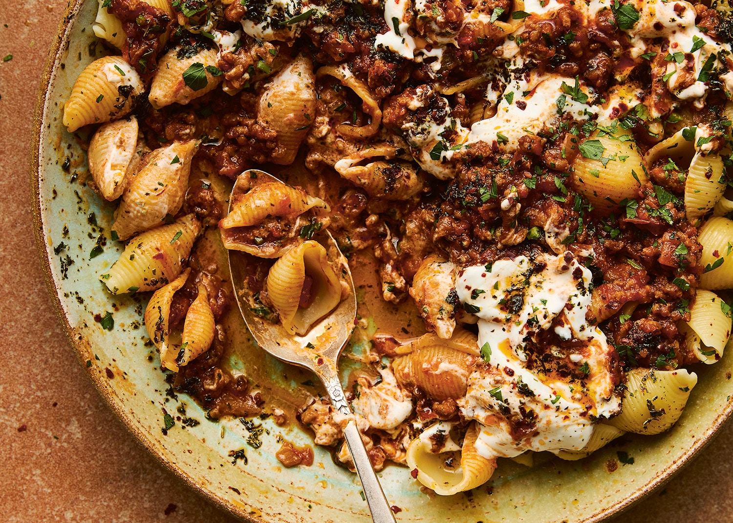 A dish of 'cheat's manti', made with pasta