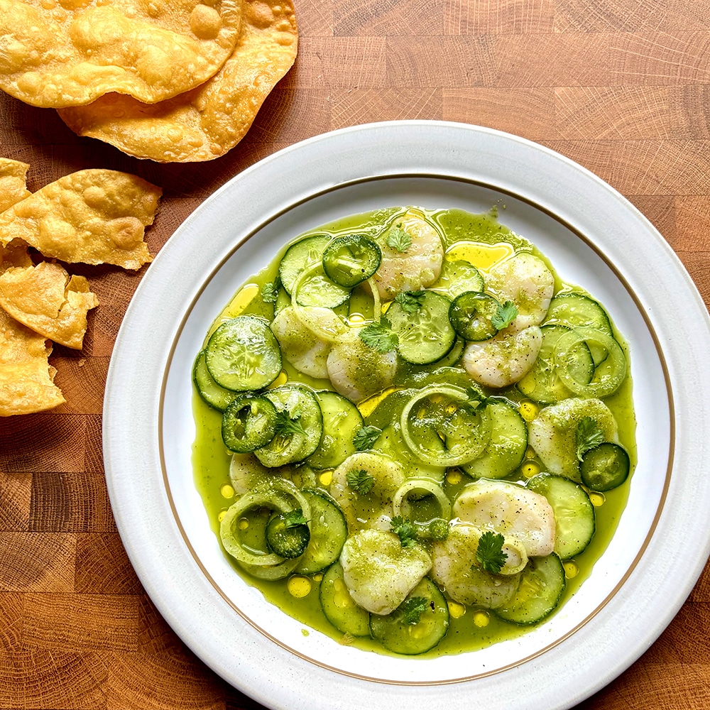 Cucumber & scallop aguachile