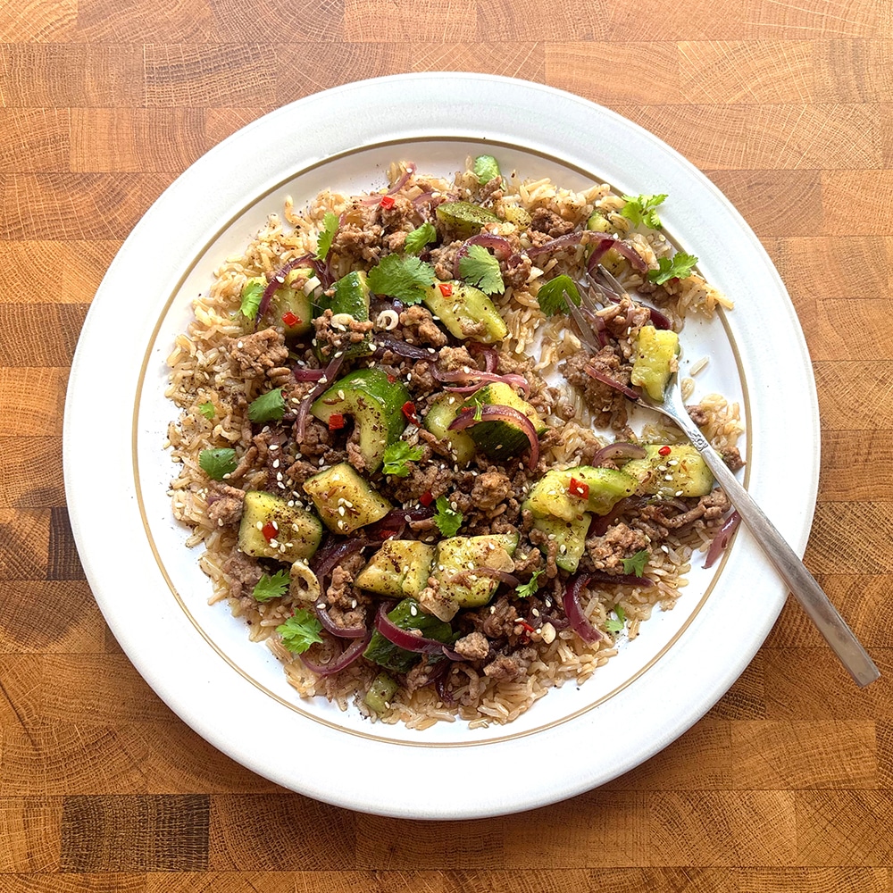 Cumin-spiced lamb & cucumber