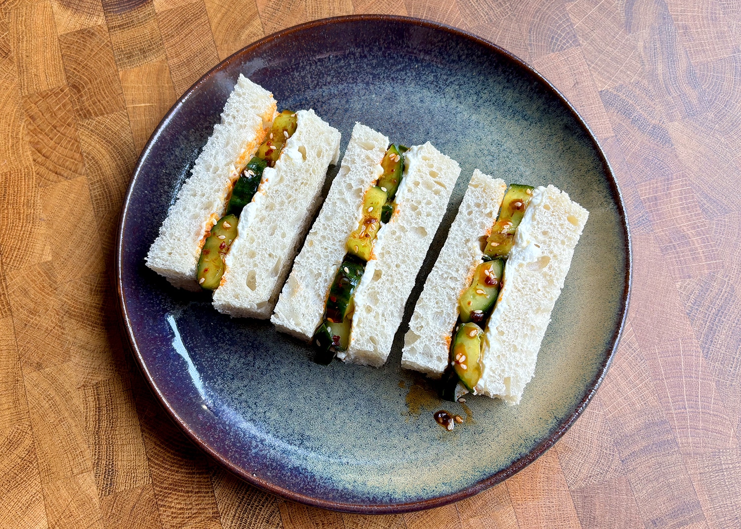 Smacked cucumber sandwiches