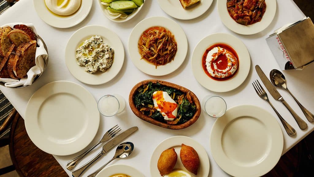 A table of Northern Cypriot-inspired dishes at Kismet